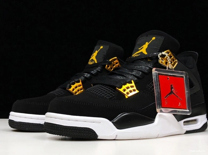 One Kick Royalty Black Metallic Jordan Air 308497-032 Gold-White 4 0815